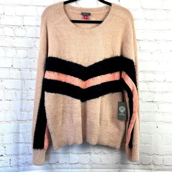 Vince Camuto Long Sleeve Crew Neck Chevron Sweater in Rose Buff. XXL NWT - Picture 2 of 11